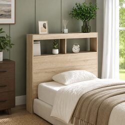 Headboard Cabinet with RGB LED Lights Brown 100 cm Storage Bedroom Furniture