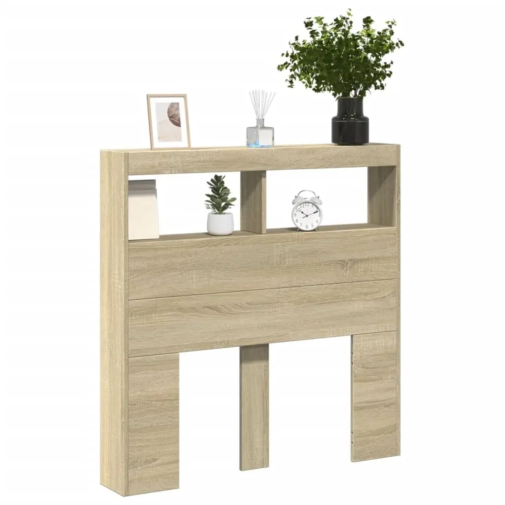 Headboard Cabinet with RGB LED Lights 100 cm Brown Engineered Wood Storage Furniture