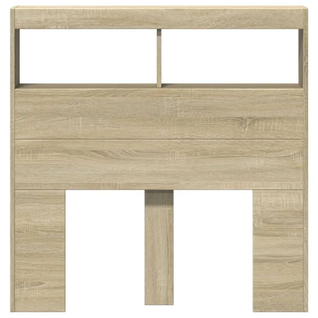 Headboard Cabinet with RGB LED Lights 100 cm Brown Engineered Wood Storage Furniture