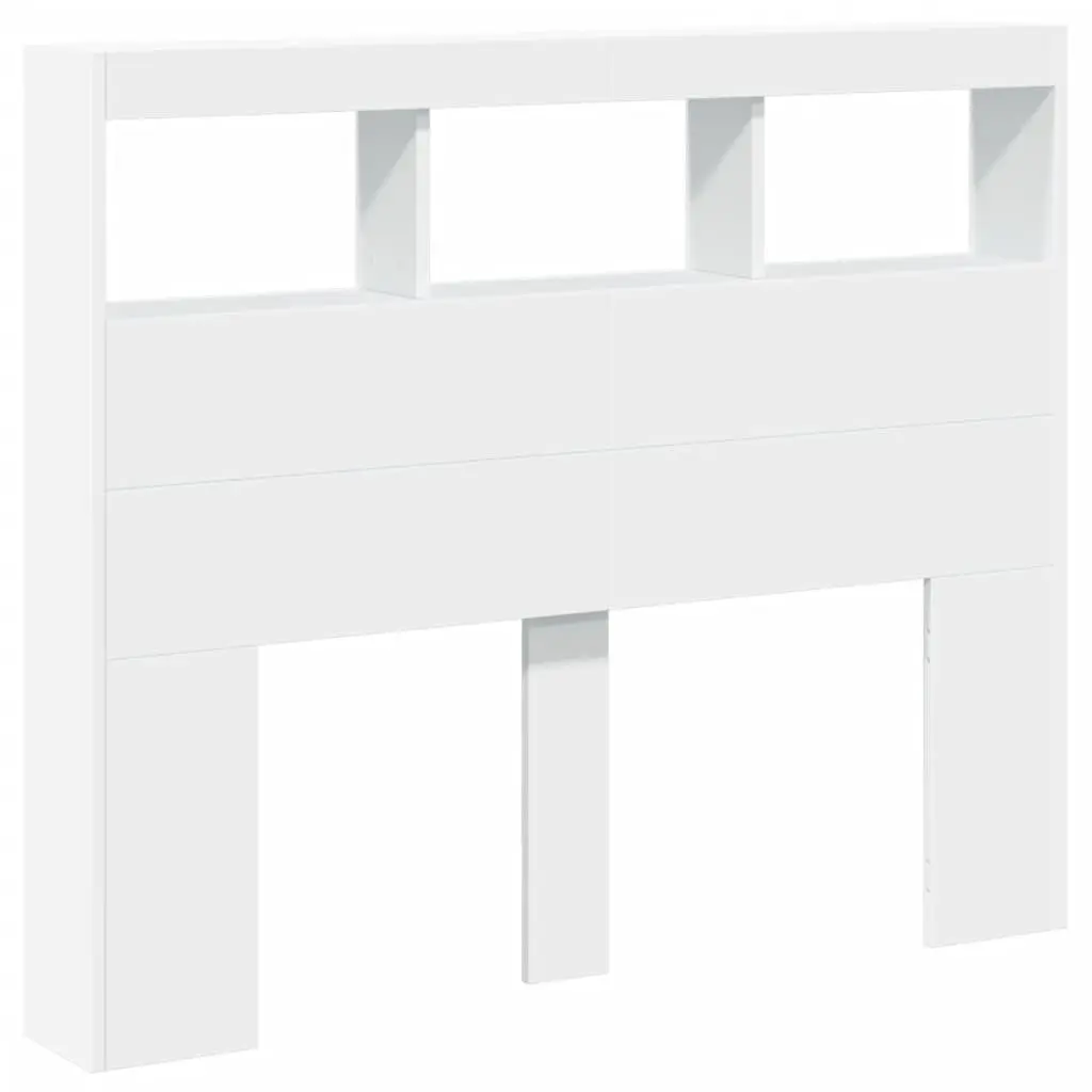 Headboard Cabinet with RGB LED Lights 120cm White Engineered Wood Modern Bedroom Storage