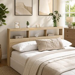 Headboard Cabinet with RGB LED Lights Brown Engineered Wood Bedroom Storage
