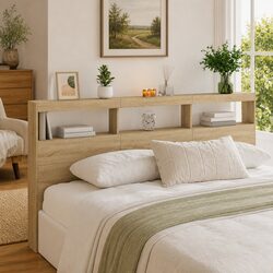 Headboard Cabinet with RGB LED Lights Brown Engineered Wood 200cm Bedroom