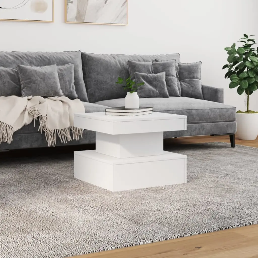 Coffee Table RGB LED Lights Modern White 50x50x40cm