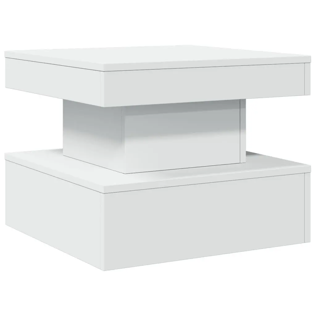 Coffee Table RGB LED Lights Modern White 50x50x40cm