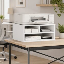 Printer Stand White Engineered Wood Organiser Shelf Storage Office Desk Table