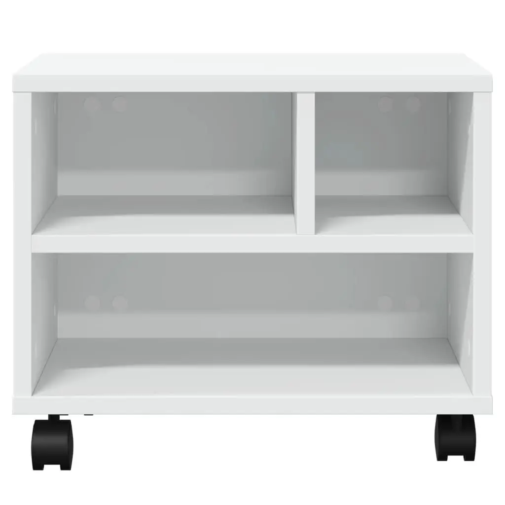 Printer Stand Mobile Office Desk with Wheels Engineered Wood White