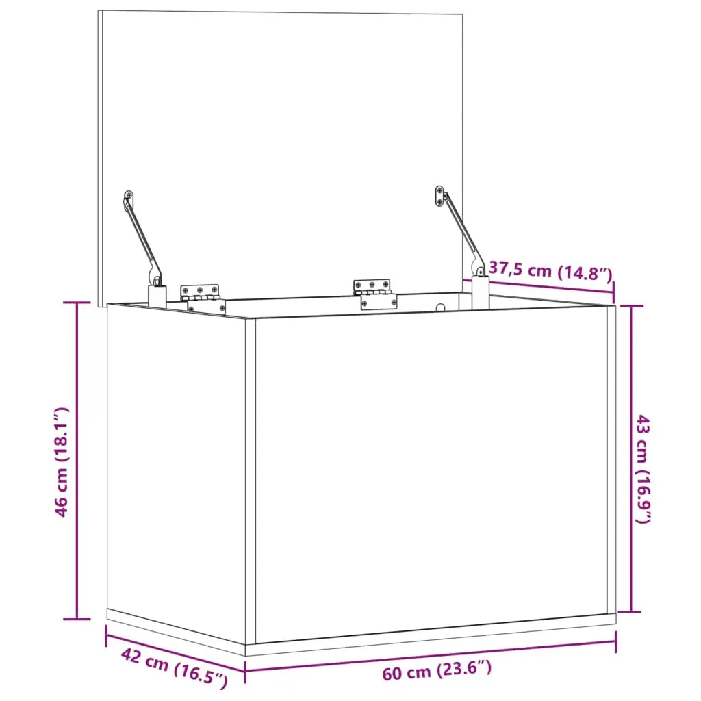 Storage Chest Engineered Wood White 60x42x46 cm Toy Box Organiser Furniture