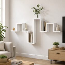 Wall Shelf White 104.5x10x43 cm Storage Display Bookcase Organiser Shelving Unit