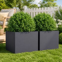 Steel Garden Planters 32x30x29 cm Anthracite Raised Bed Flower Box Patio Decor