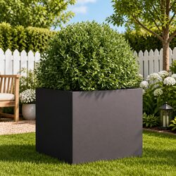 Planter Box Black Steel Garden Flower Pot Outdoor Decorative Container