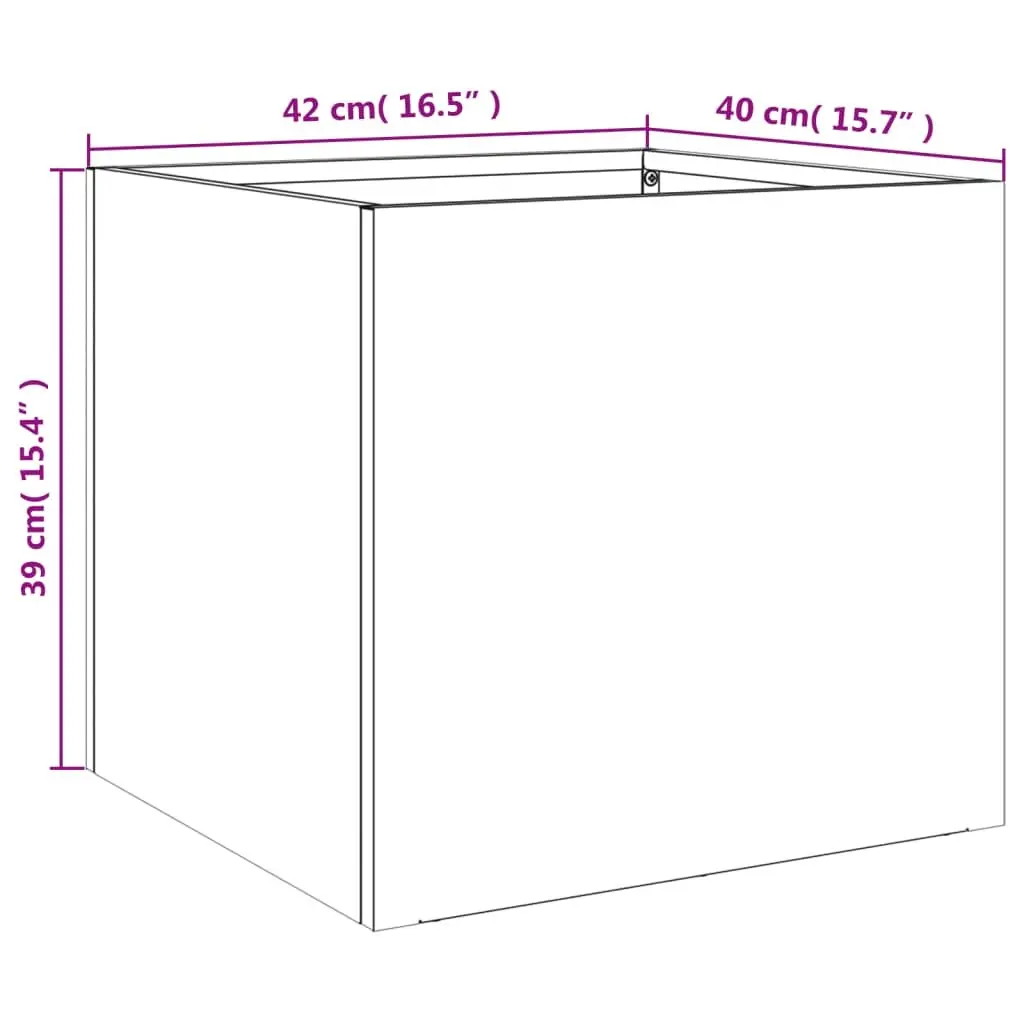 Raised Planter White Cold-Rolled Steel Frame Outdoor Flower Box 42 x 40 x 39 cm