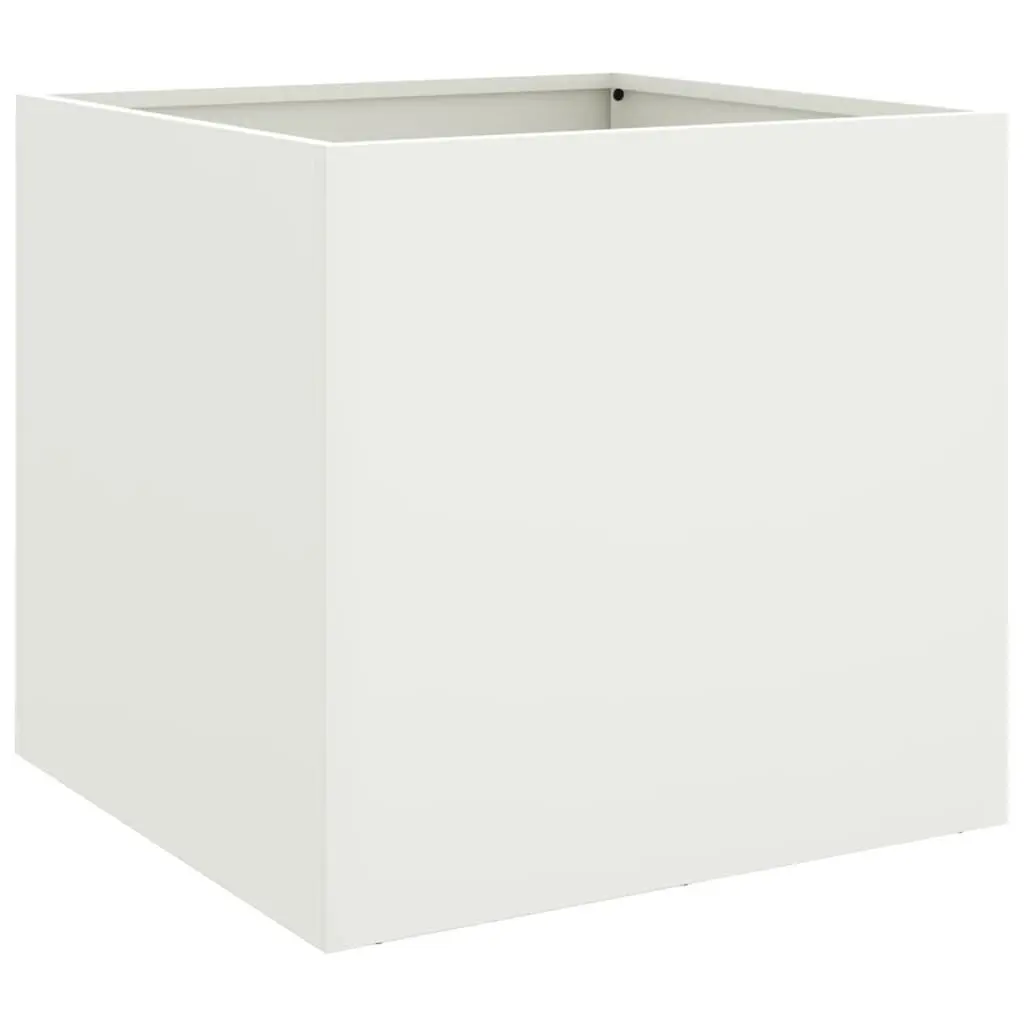 Steel Planters 2pcs Cold-rolled Steel White Garden Flower Pots Outdoor Raised Beds Decor