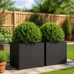 Steel Planters 2 pcs Black Outdoor Garden Flower Box Raised Bed Decor 49x47x46cm