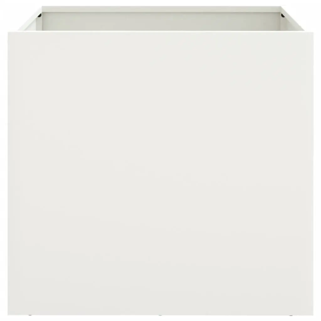 Steel Planters 2 pcs White 49x47x46 cm Garden Raised Bed Flower Box Outdoor