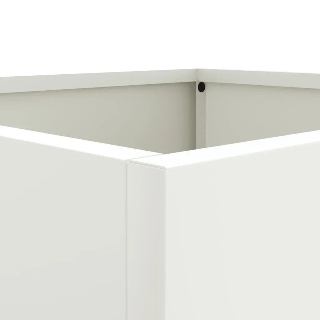 Steel Planters 2 pcs White 49x47x46 cm Garden Raised Bed Flower Box Outdoor