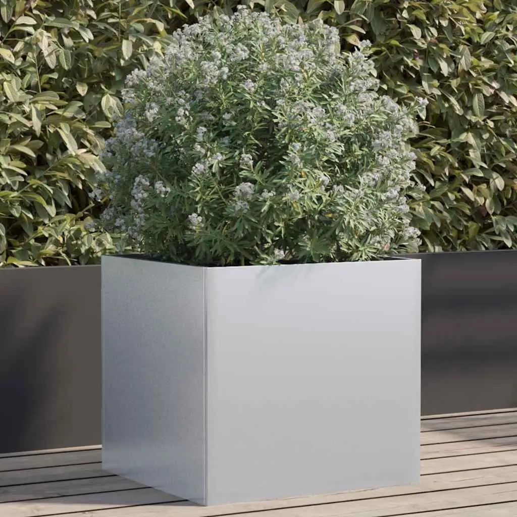 Galvanised Steel Planter Box 49x47x46cm Garden Patio Balcony Flower Pot Decor