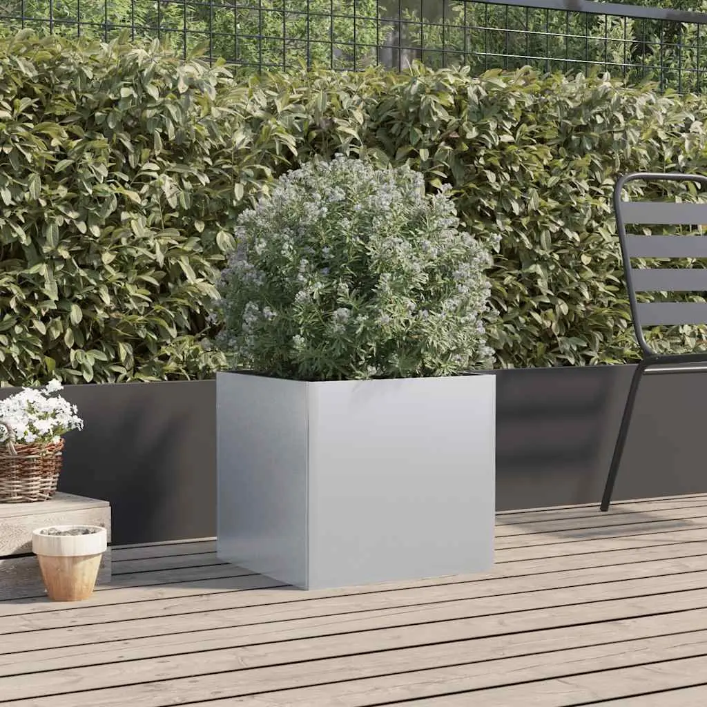 Galvanised Steel Planter Box 49x47x46cm Garden Patio Balcony Flower Pot Decor