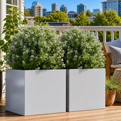 Garden Planters 2 pcs Silver 49x47x46 cm Galvanised Steel Outdoor Pots