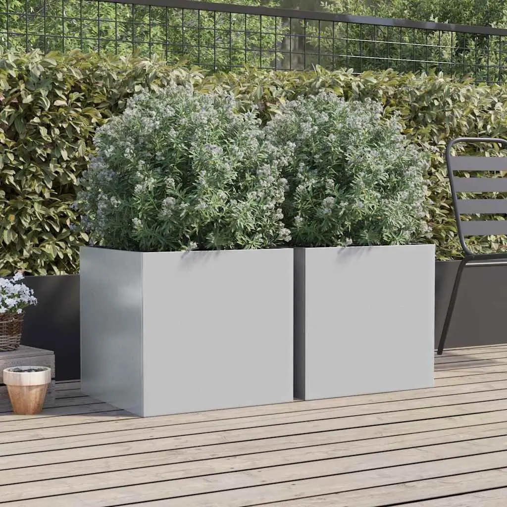 Garden Planters Galvanised Steel 49x47x46 cm Silver 2 pcs