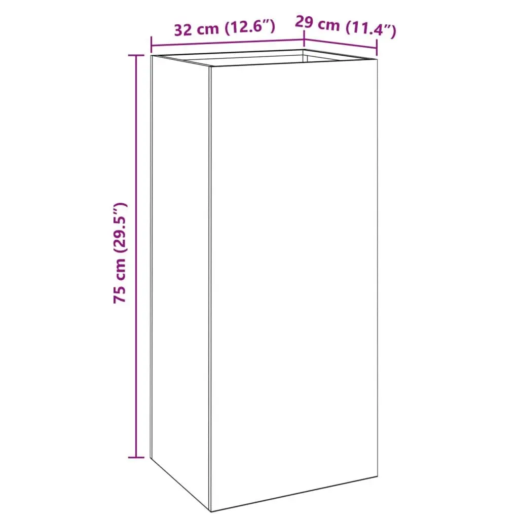 Steel Planter Cold-rolled Black 32 x 29 x 75 cm for Garden Balcony Patio Flower Display