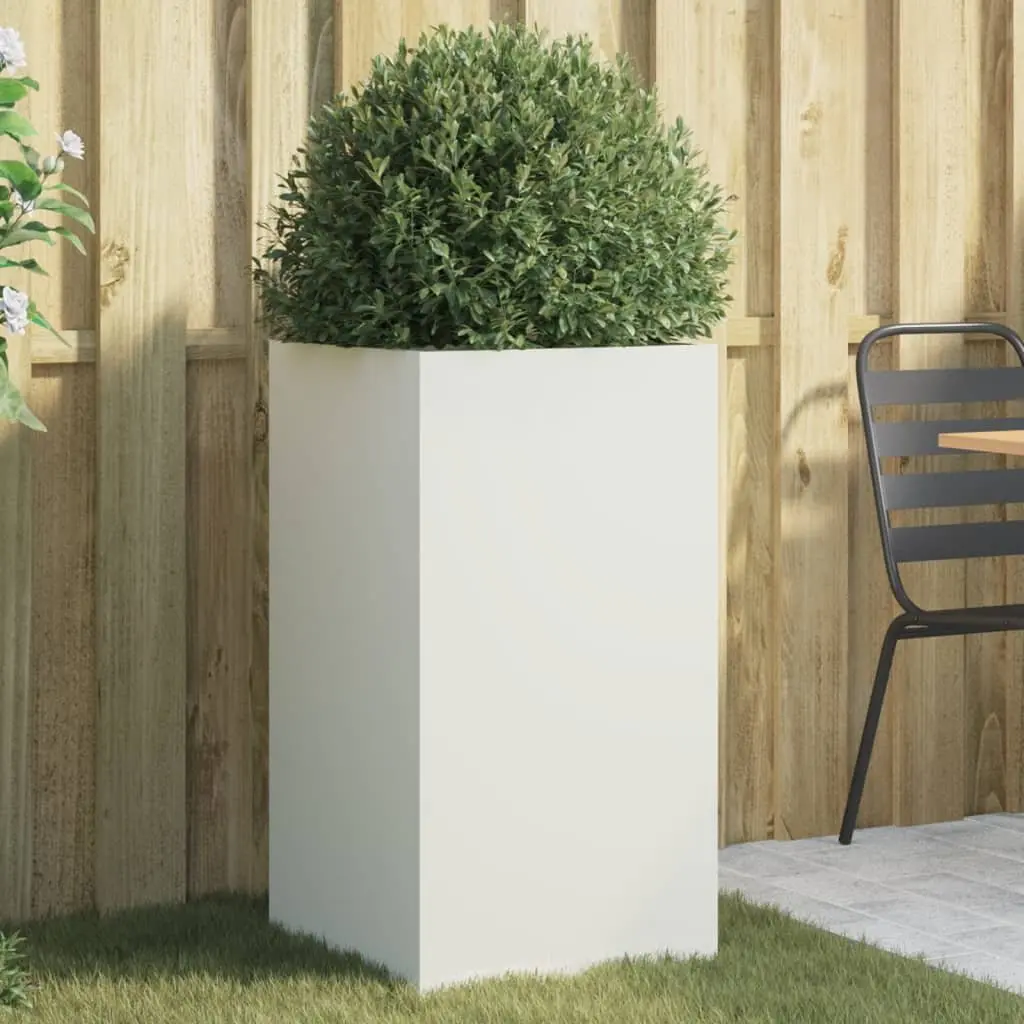 White Steel Planter Raised Garden Flower Box Pot Container Outdoor Patio Decor
