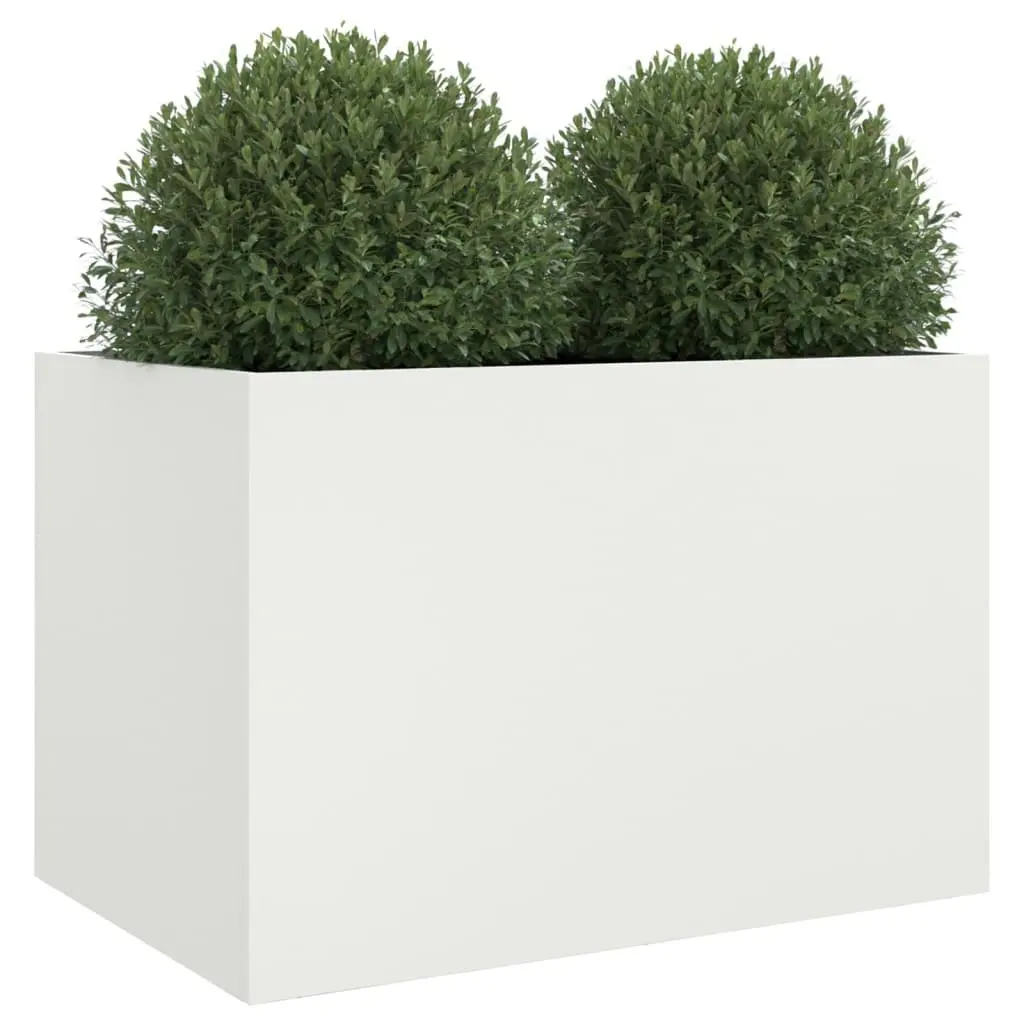 Planter Box Steel Raised Bed 62x40x39 cm White Outdoor Garden Decoration
