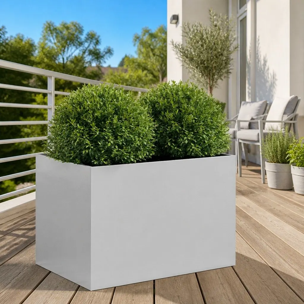 Galvanised Steel Planter Durable Flower Box 62x40x39 cm Silver