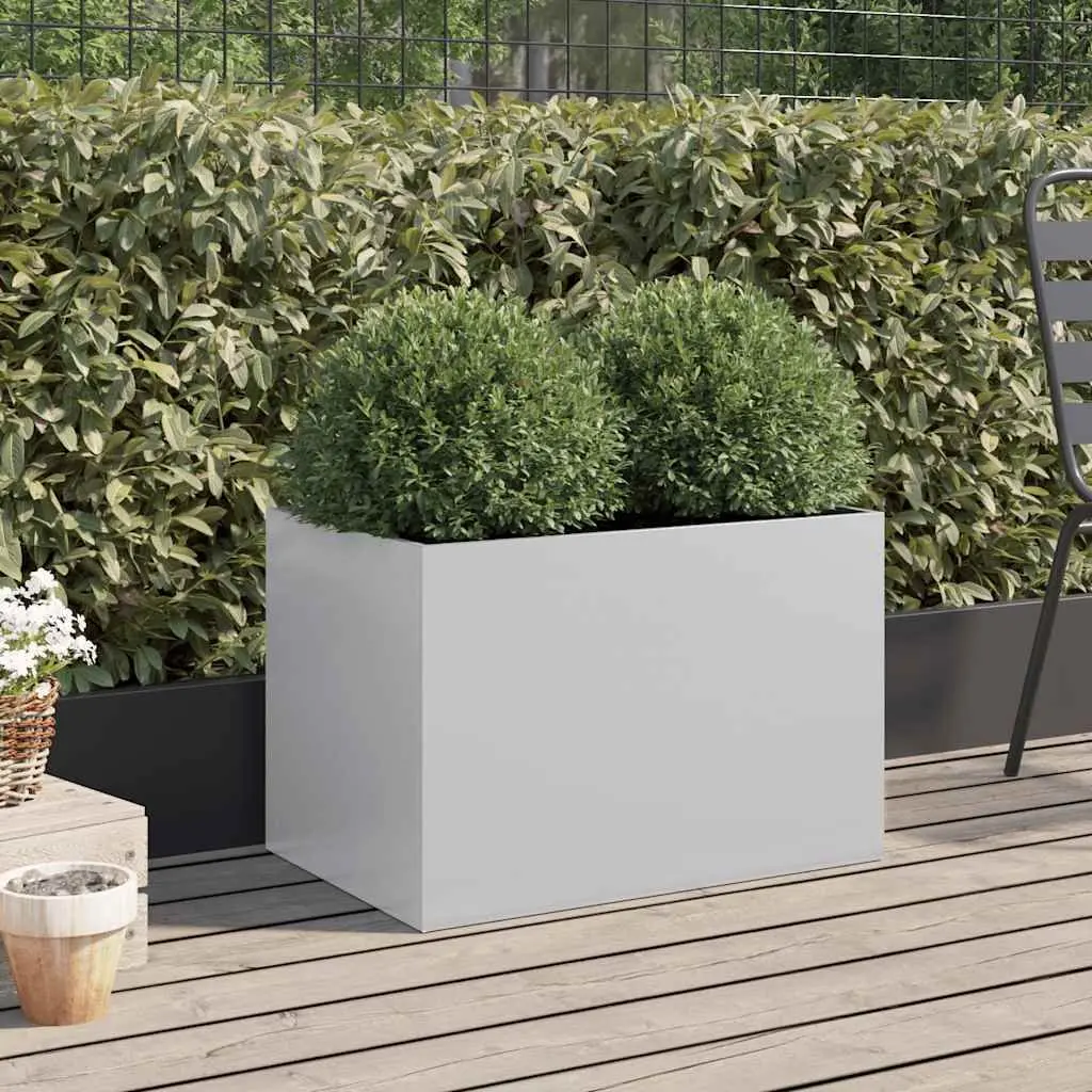 Galvanised Steel Planter Durable Flower Box 62x40x39 cm Silver
