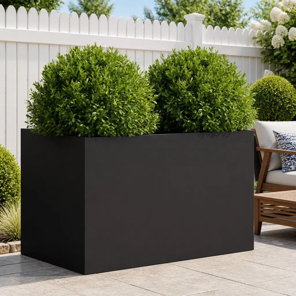 Steel Planter Box Decorative Raised Bed 62x47x46cm Black Cold-rolled Steel for Garden Balcony Patio
