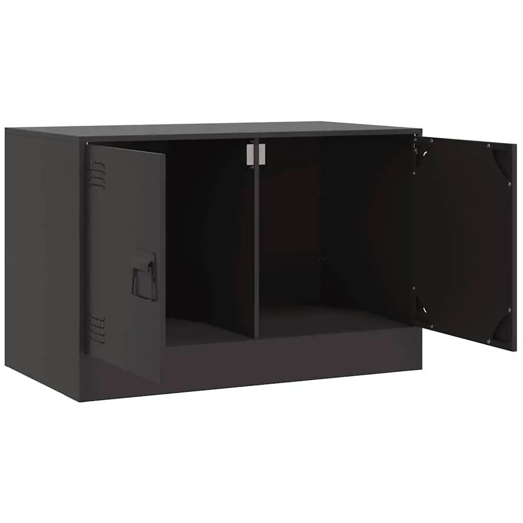 TV Cabinet Unit Black Steel Frame Storage 67x39x44cm Set of 2