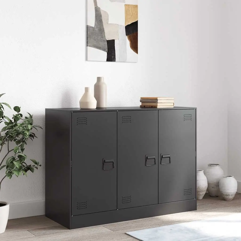 Sideboard Storage Cabinet Black Cold-Rolled Steel 99x39x73 cm