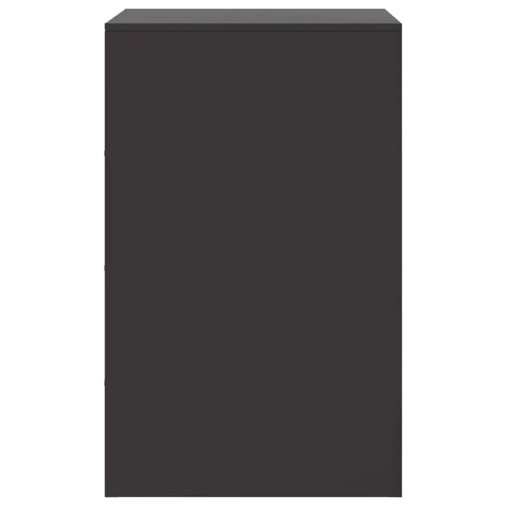 Bedside Cabinet Storage Black 2 Piece Cold-Rolled Steel Nightstand Furniture