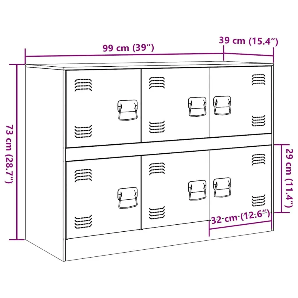 Sideboard Black 99x39x73 cm Steel Frame Storage Cabinet Buffet Furniture