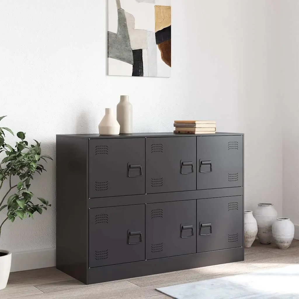 Sideboard Black 99x39x73 cm Steel Frame Storage Cabinet Buffet Furniture