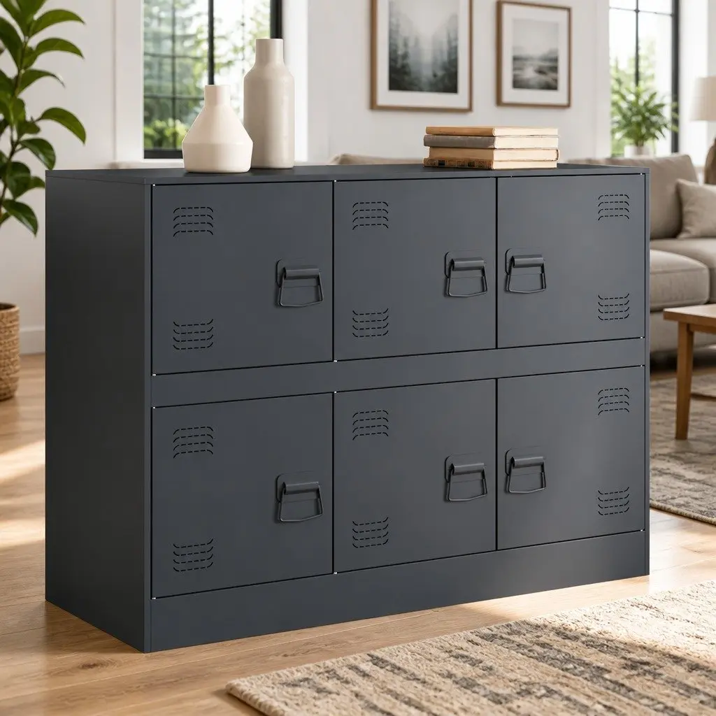 Sideboard Storage Cabinet Anthracite 99x39x73cm Steel Frame