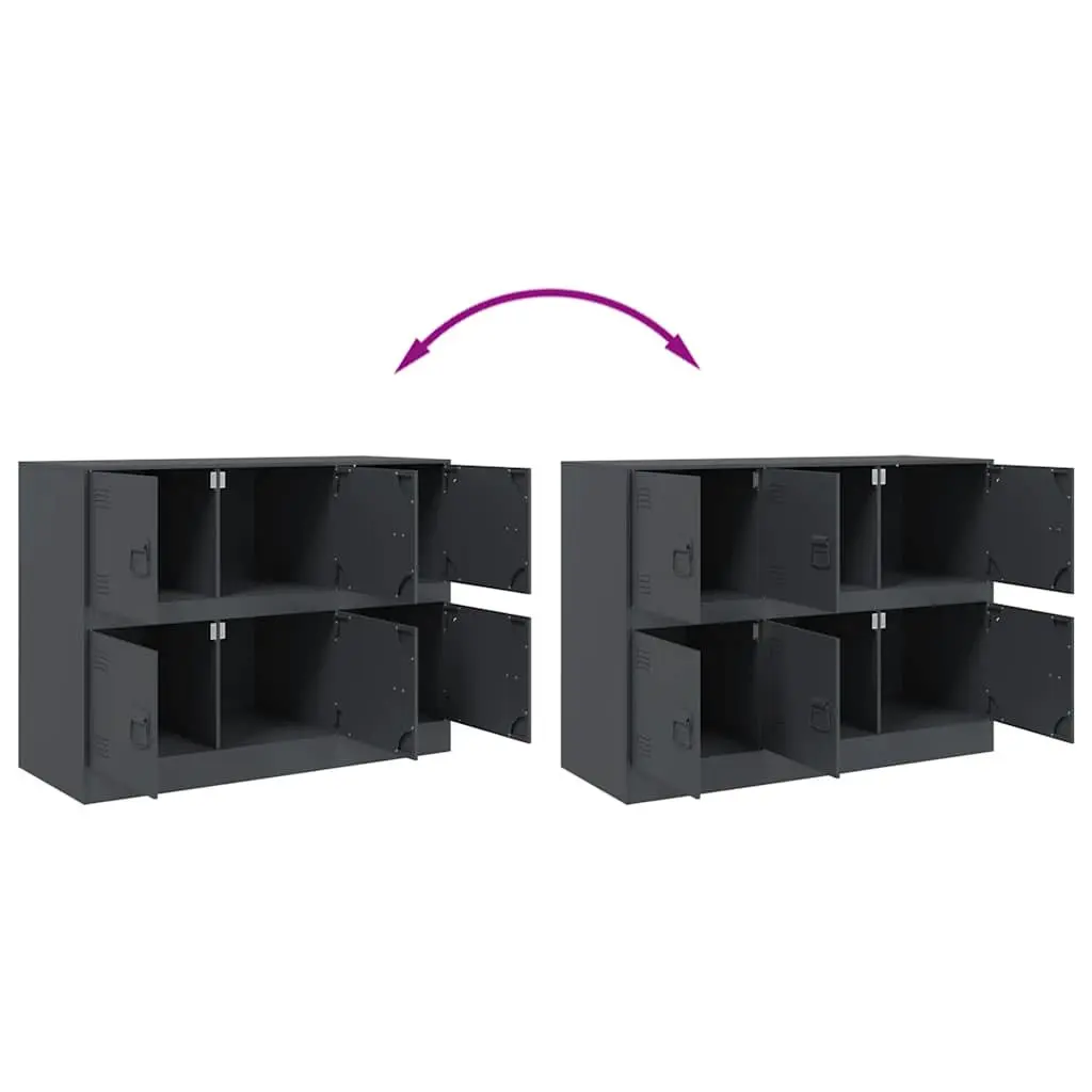 Sideboard Storage Cabinet Anthracite 99x39x73cm Steel Frame