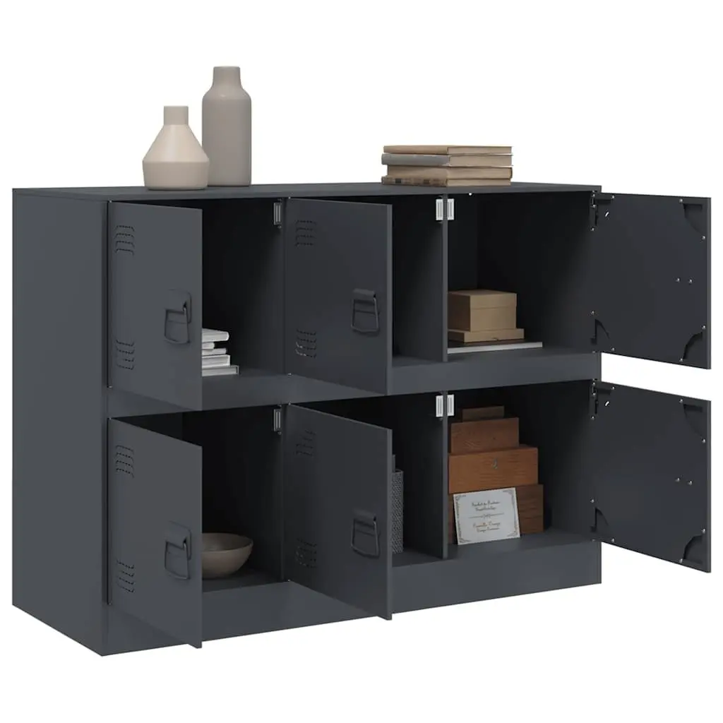 Sideboard Storage Cabinet Anthracite 99x39x73cm Steel Frame