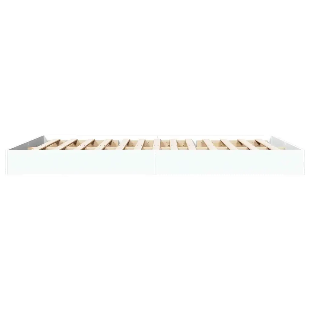Bed Frame White 150x200 cm Engineered Wood Slats Modern Design Bedroom Furniture