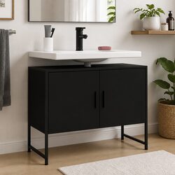 Bathroom Sink Cabinet Black 80x33x60 cm Engineered Wood Vanity Unit Storage