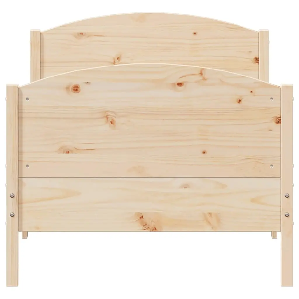 Bed Frame Solid Wood Pine 90x190 cm Brown Wooden Bedroom Furniture Slats Base