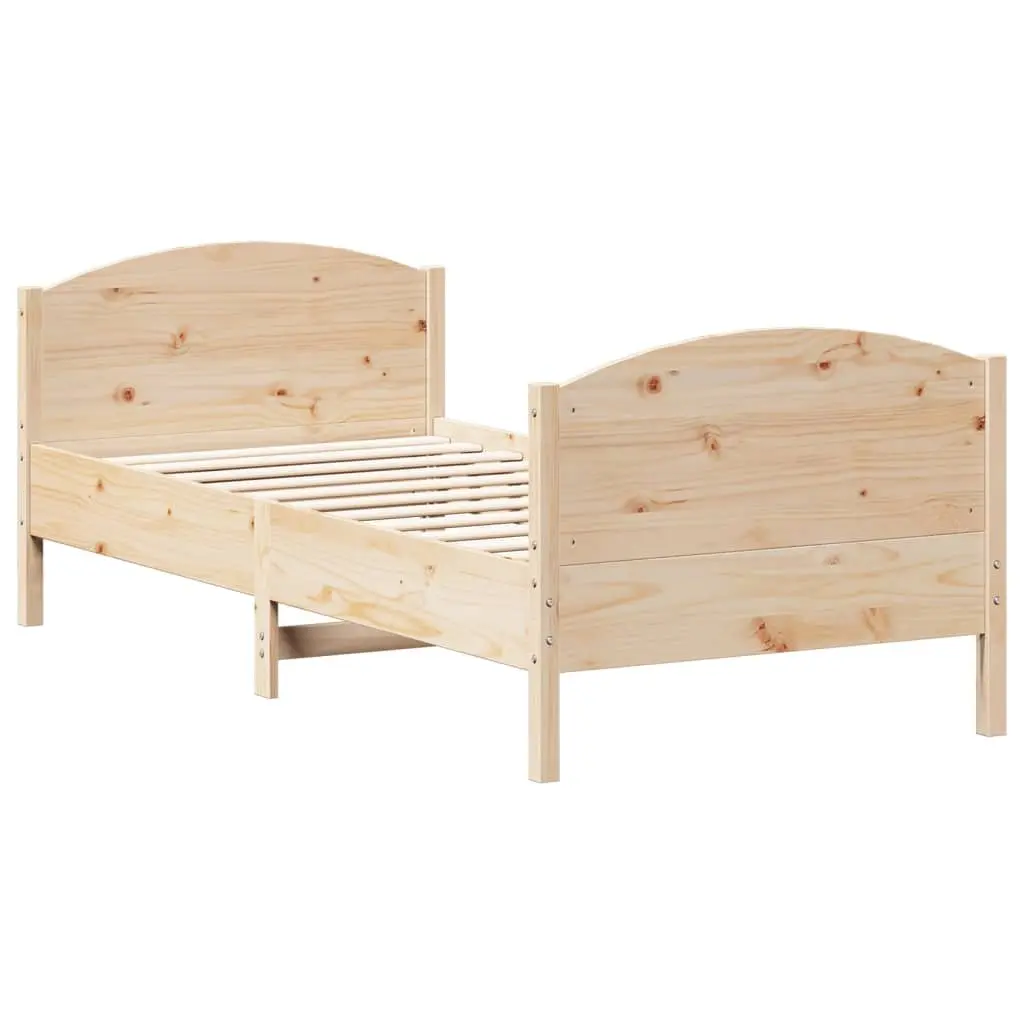 Bed Frame Solid Wood Pine 90x190 cm Brown Wooden Bedroom Furniture Slats Base