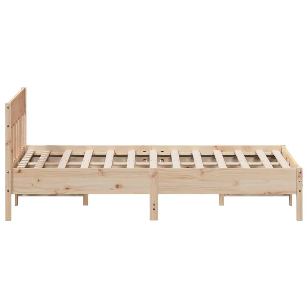 Wooden Bed Frame Solid Pine Wood Slatted Base 150x200 cm Brown