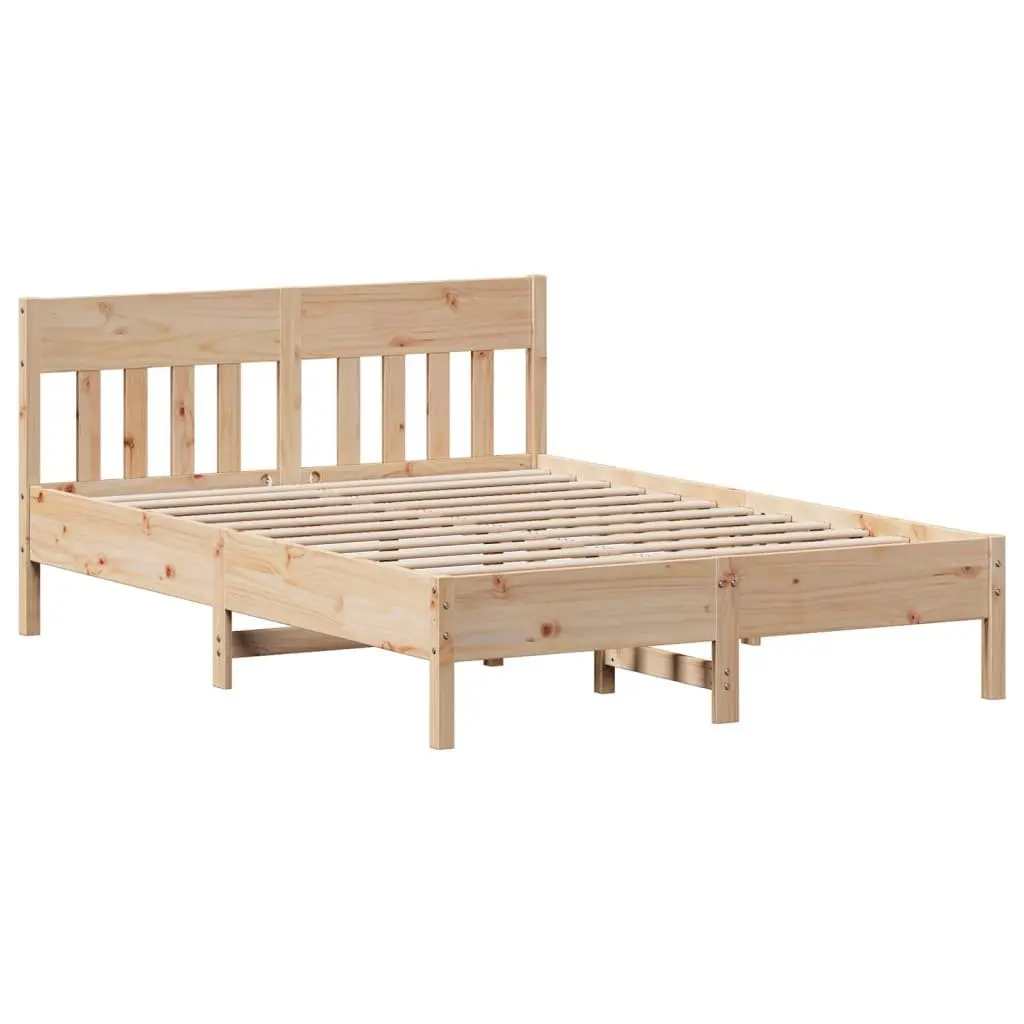 Bed Frame Solid Pine Wood Slatted Base 135x190 cm Brown