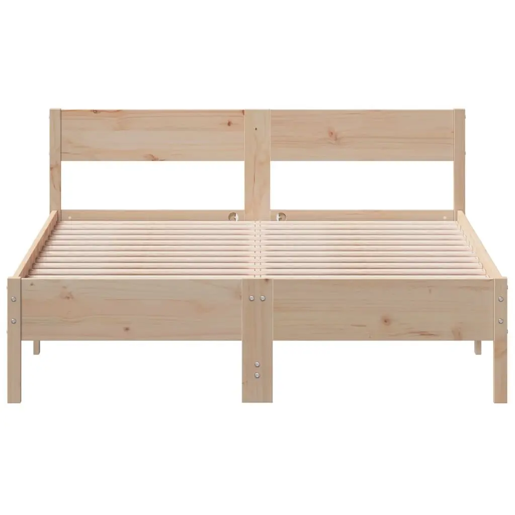 Bed Frame Solid Wood Pine 150x200 cm Slatted Base Brown