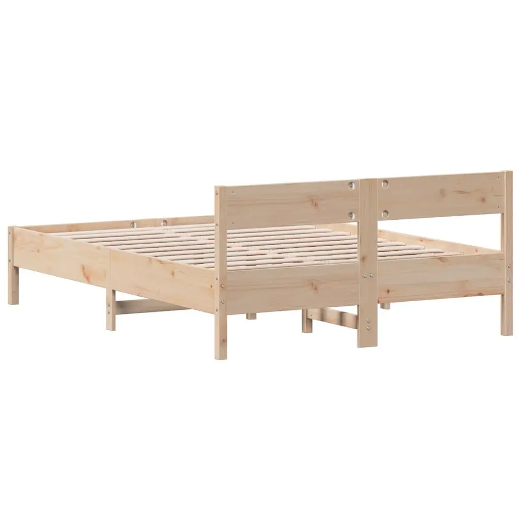 Bed Frame Solid Wood Pine 150x200 cm Slatted Base Brown