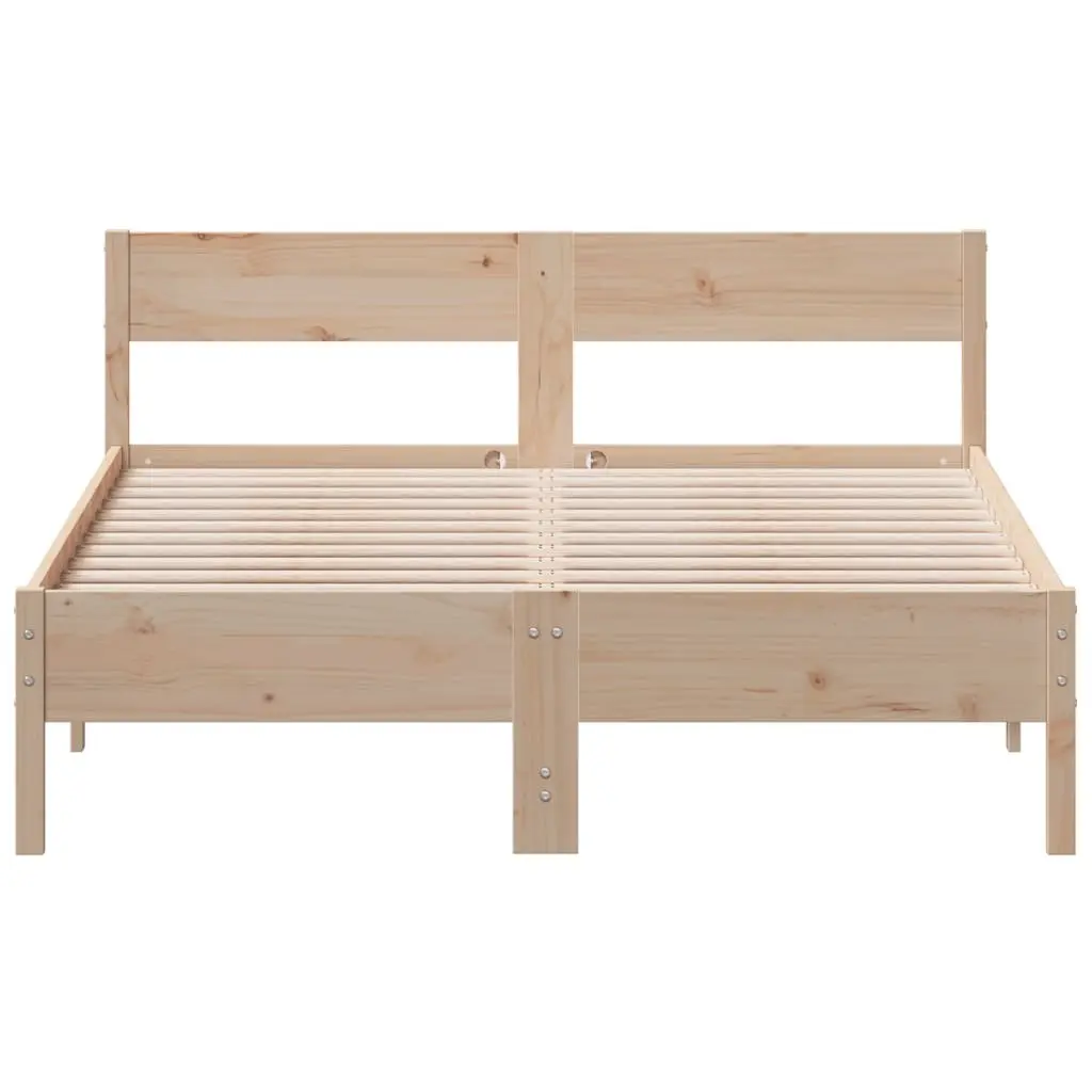 Bed Frame Solid Pine Wood Slatted Base 135x190 cm Brown