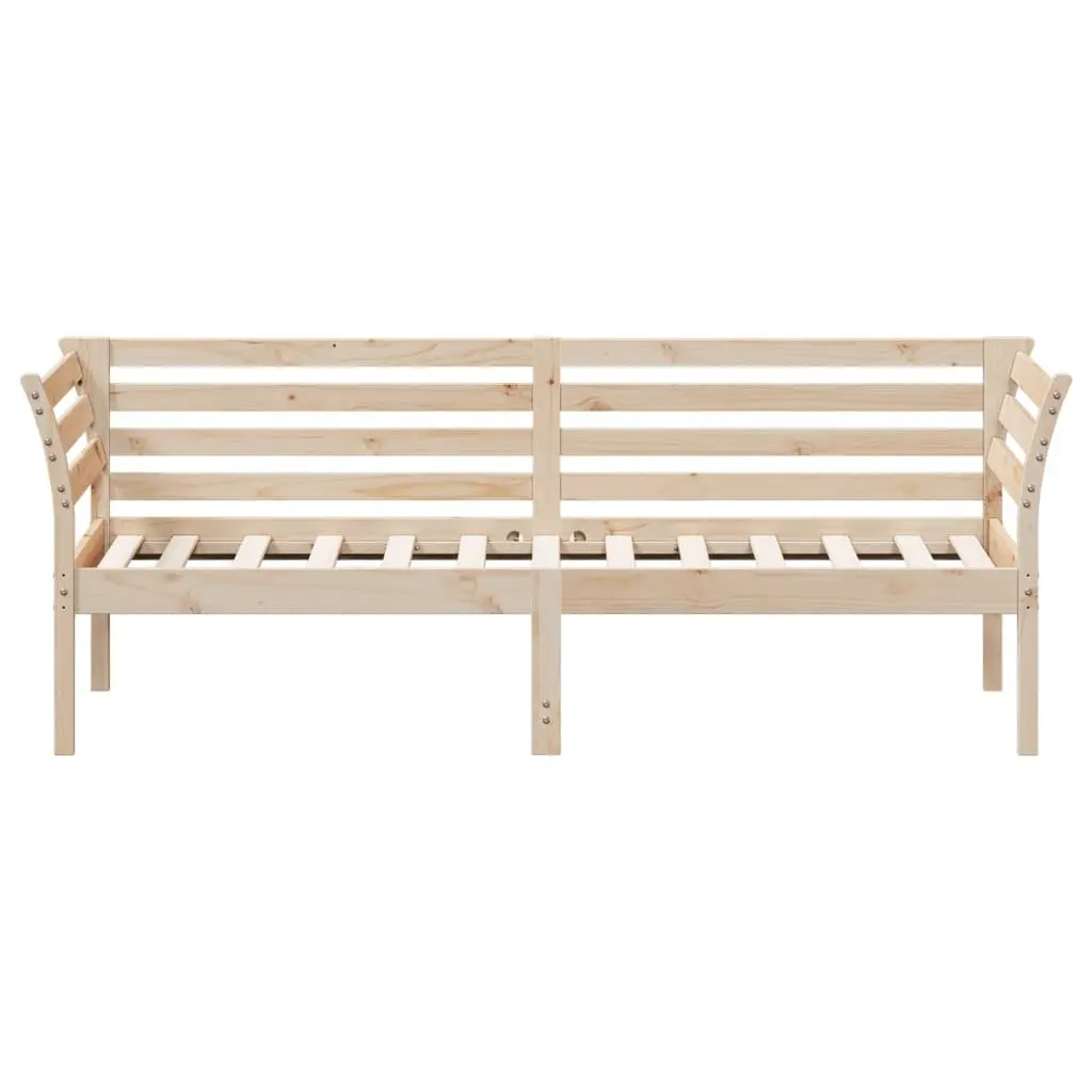 Day Bed Frame Solid Pine Wood 90x190 cm Brown with Safety Guardrails