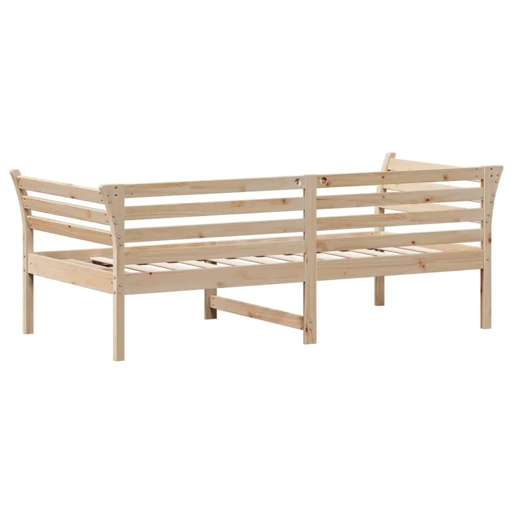 Day Bed Frame Solid Pine Wood 90x190 cm Brown with Safety Guardrails