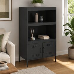 Highboard Storage Cabinet Black Industrial Style Living Room Bedroom Furniture