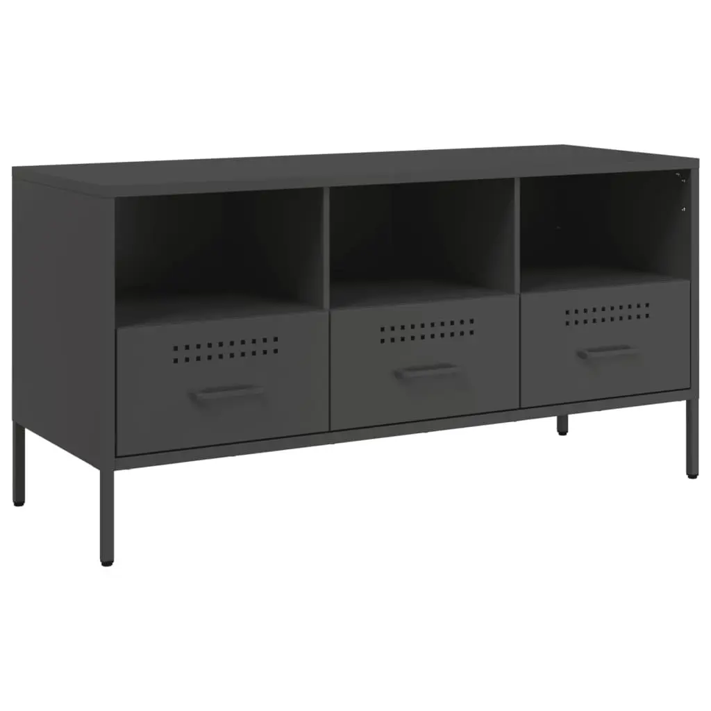 TV Cabinet Industrial Style Steel Frame 100.5cm Black